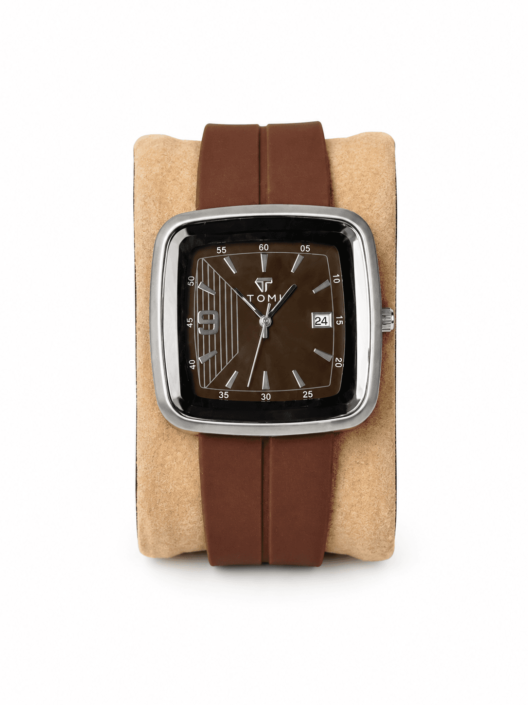 TOMI SILICONE STRAP SQUARE WATCH MAGNETIC LOCK WITH DATE