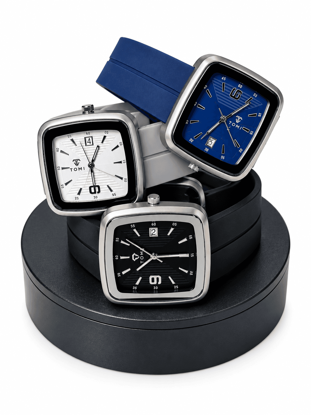 TOMI SILICONE STRAP SQUARE WATCH MAGNETIC LOCK WITH DATE